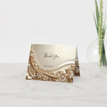 Elegant guld utsmyckad blomster tackkort
