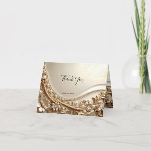 Elegant guld utsmyckad blomster tackkort