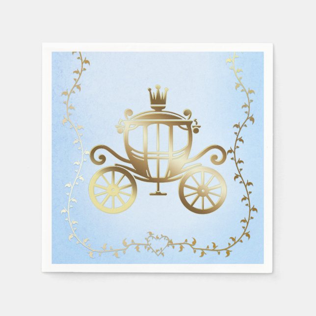 Elegant Guld Vagn Blå Saga Kunglig Pappersservett (Framsidan)