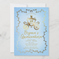 Elegant guld vagn blå saga Quinceañera