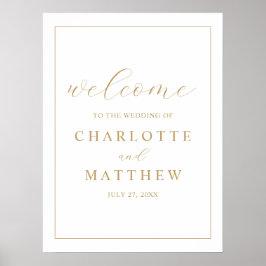 Elegant Guld Välkommen Bröllop Poster
