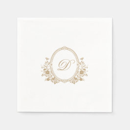 Elegant Guld Vapensköld Monogram Bröllop Napkin Pappersservett