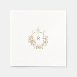 Elegant Guld Vapensköld Monogram Bröllop Napkin Pappersservett
