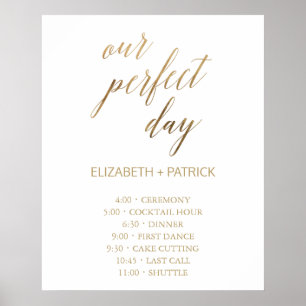 Elegant Guld - vår Perfekt Day Order of Events Poster
