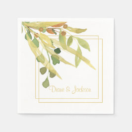 Elegant Guld vattenfärgsram för flytande vatten Pappersservett