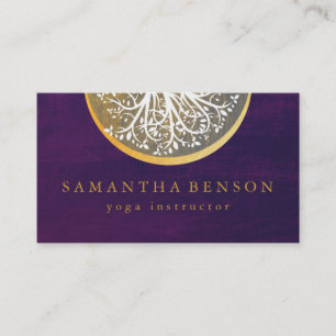 Elegant guld vattenfärgsträd Yoga och meditation B Visitkort