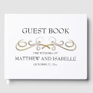 Elegant Guld Victorian Flourish Bröllop Guest Bok
