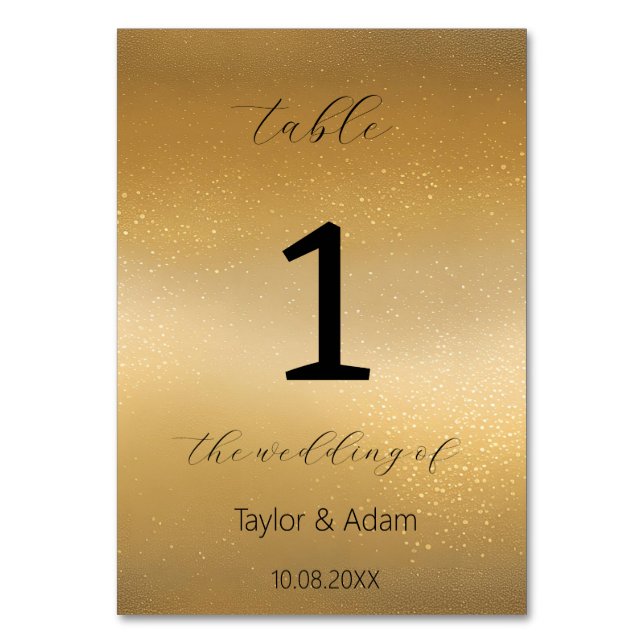 Elegant guld vigselbord nummer bordsnummer (Baksidan)