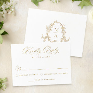 Elegant guld viktoriansk blomhochzeit OSA kort