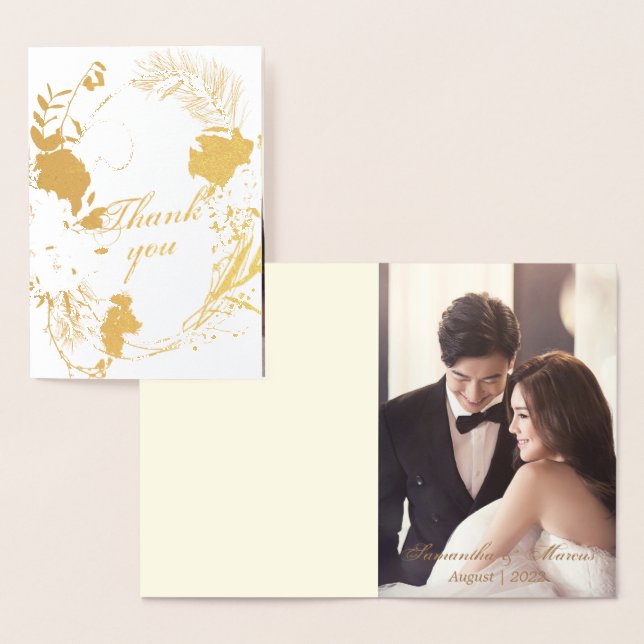 Elegant guld vin burgunder ros krans Foto verklig Folierat Kort (Display)