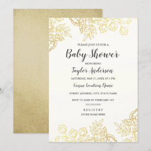 Elegant guld vintage blommande baby shower inbjuda inbjudningar