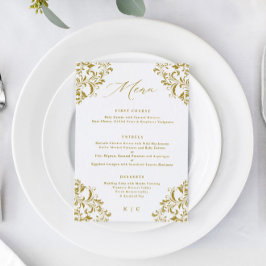 Elegant Guld Vintage Classic Bröllop Meny