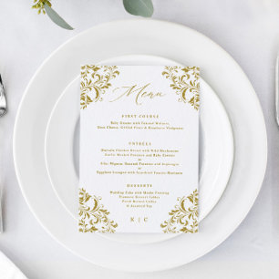 Elegant Guld Vintage Classic Bröllop Meny