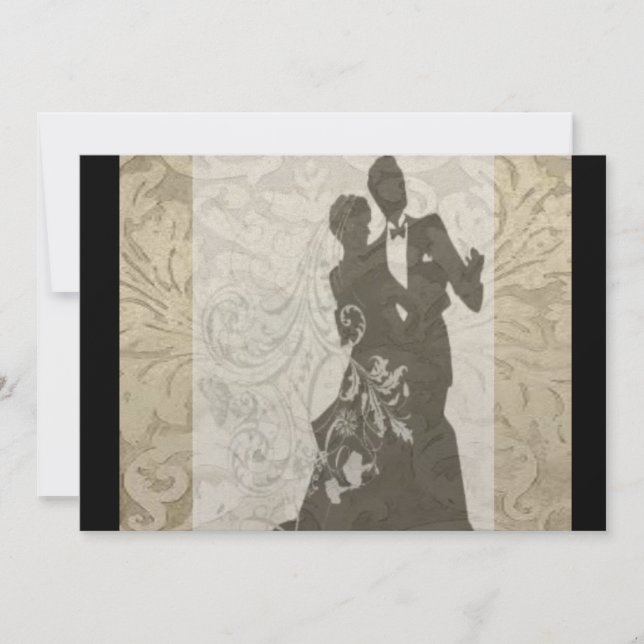 Elegant Guld Vintage Damask bröllopsinbjudan Inbjudningar (Framsida)