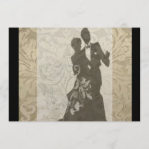 Elegant Guld Vintage Damask bröllopsinbjudan