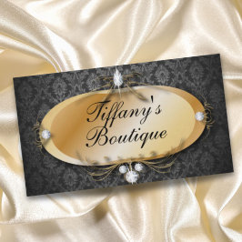 Elegant Guld Vintage Damask Mode Affärskort Visitkort