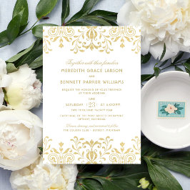 Elegant Guld Vintage Glamor Bröllop Inbjudningar
