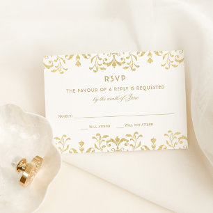 Elegant Guld Vintage Glamor Bröllop OSA Kort