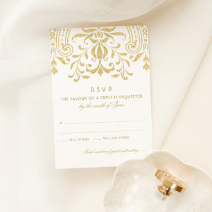 Elegant Guld Vintage Glamor Bröllop OSA Kort