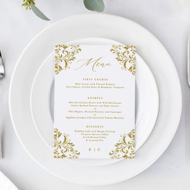 Elegant guld vintage klassisk bröllop meny (Skapare uppladdad)