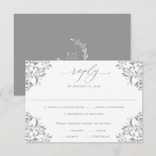 Elegant guld vintage klassisk bröllops-RSVP-kort OSA Kort