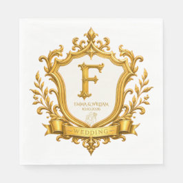 Elegant guld vintage monogram krönings bröllop pappersservett