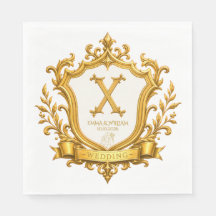 Elegant guld vintage monogram krönings bröllop