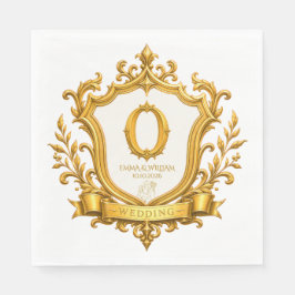 Elegant guld vintage monogram krönings bröllop pappersservett