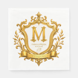 Elegant guld vintage monogram vapen bröllop pappersservett
