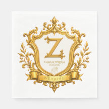 Elegant guld vintage monogram vapen bröllop