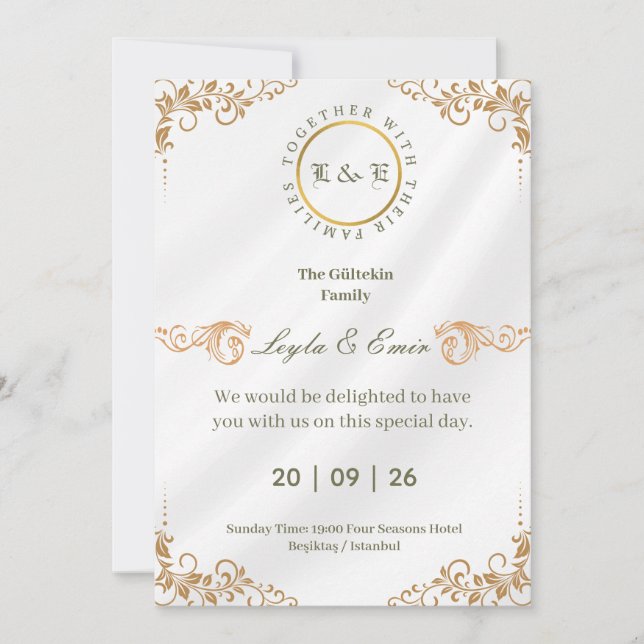 Elegant guld vintage spara datum datumet (Framsida)