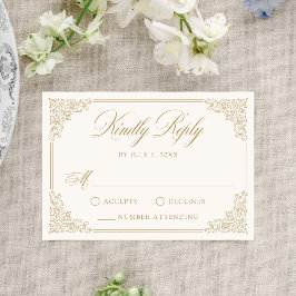 Elegant guld vintage utsmyckad ram bröllop OSA kort