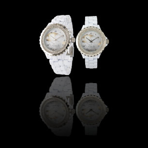 Elegant guld vit falsk marmor anpassad armbandsur