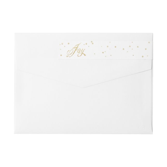 Elegant guld & vit glädje julhelg etikettband (Baksidan)
