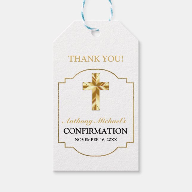 Elegant Guld vit katolsk bekräftelse Presentetikett (Framsidan)