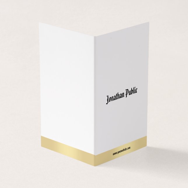 Elegant guld vit minimalistisk kalligrafi skript visitkort (Utsida)
