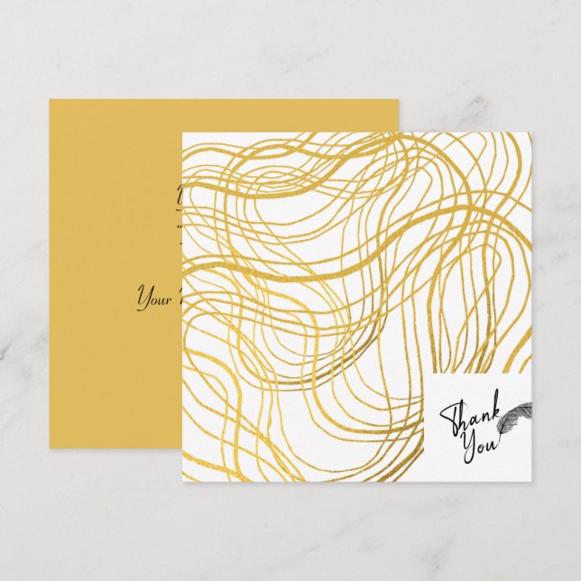 Elegant Guld vit och svart text Tack Kort (Fram/baksida)