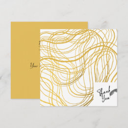 Elegant Guld vit och svart text Tack Kort