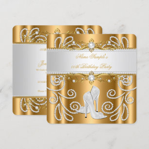 Elegant Guld Vit Pärla Diamant Höga Klackar Party  Inbjudningar