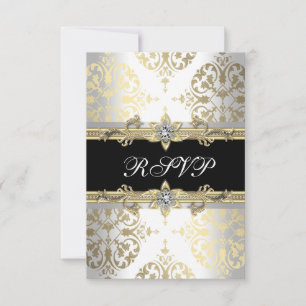 Elegant guld vit svart Damask RSVP OSA Kort