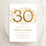 Elegant Guld Vita 30års födelsedag Inbjudningar<br><div class="desc">Elegant guld vit 30års födelsedag-partybjudan. Anpassadets moderna femininindesign med ro botaniska accenter och faux glitter guld. Enkel perfekt för inbjudan-kort i blommigt för en snyggt kvinnlig dag firande. Anpassa med dina egna detaljer. Skrivna Zazzle-inbjudningar eller digital utskrivbar mall för omedelbar nedladdning.</div>