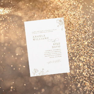 Elegant Guld & Vita Blommigten Inga föräldrar Bröl Inbjudningar