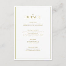 Elegant Guld & Vita Bröllop-detaljförslutningskort