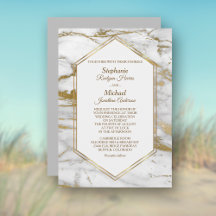 Elegant Guld Vita Marble Bröllop Glitter