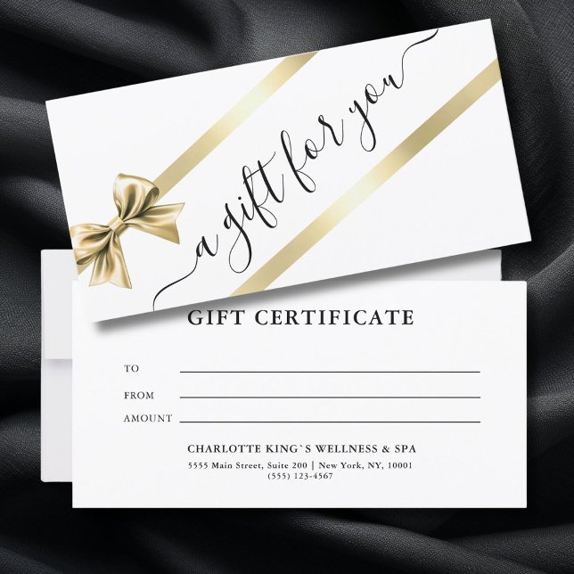 ELEGANT, GULD, VITE, RIBBON AFFÄRSINTYG (ELEGANT, GOLD, WHITE, RIBBON BUSINESS CERTIFICATE)