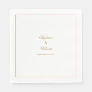 Elegant Guld Vitt Enkel Guldbröllop Minimal Pappersservett