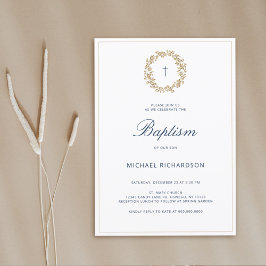 Elegant Guld Wandedräkt Kor Baptism Christening Inbjudningar