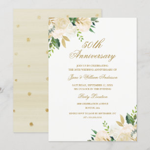 Elegant Guld Watercolor-Blommigt-årsdag Inbjudningar