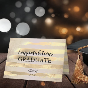 Elegant Guld Watercolor Grattis Student Kort