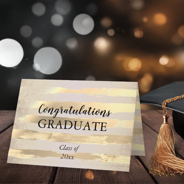 Elegant Guld Watercolor Grattis Student Kort (Elegant Gold Watercolor Congratulations Graduate Card)